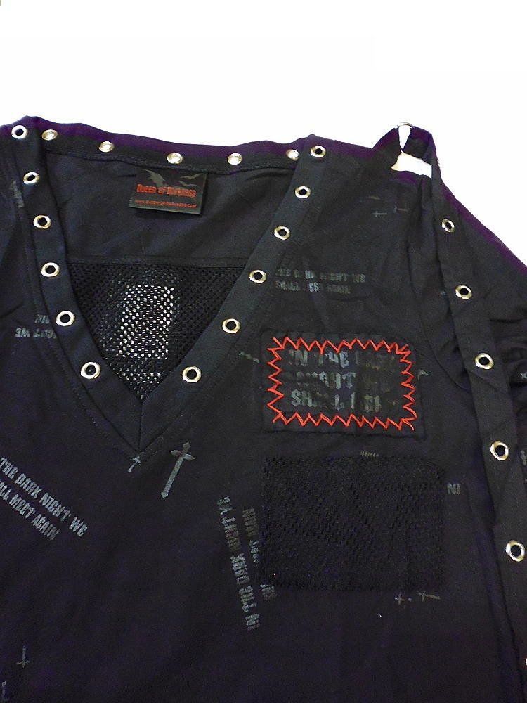 廃盤 ゴスパン ゴシック 服 パンク 黒 Vネック 長袖 Tシャツ tee