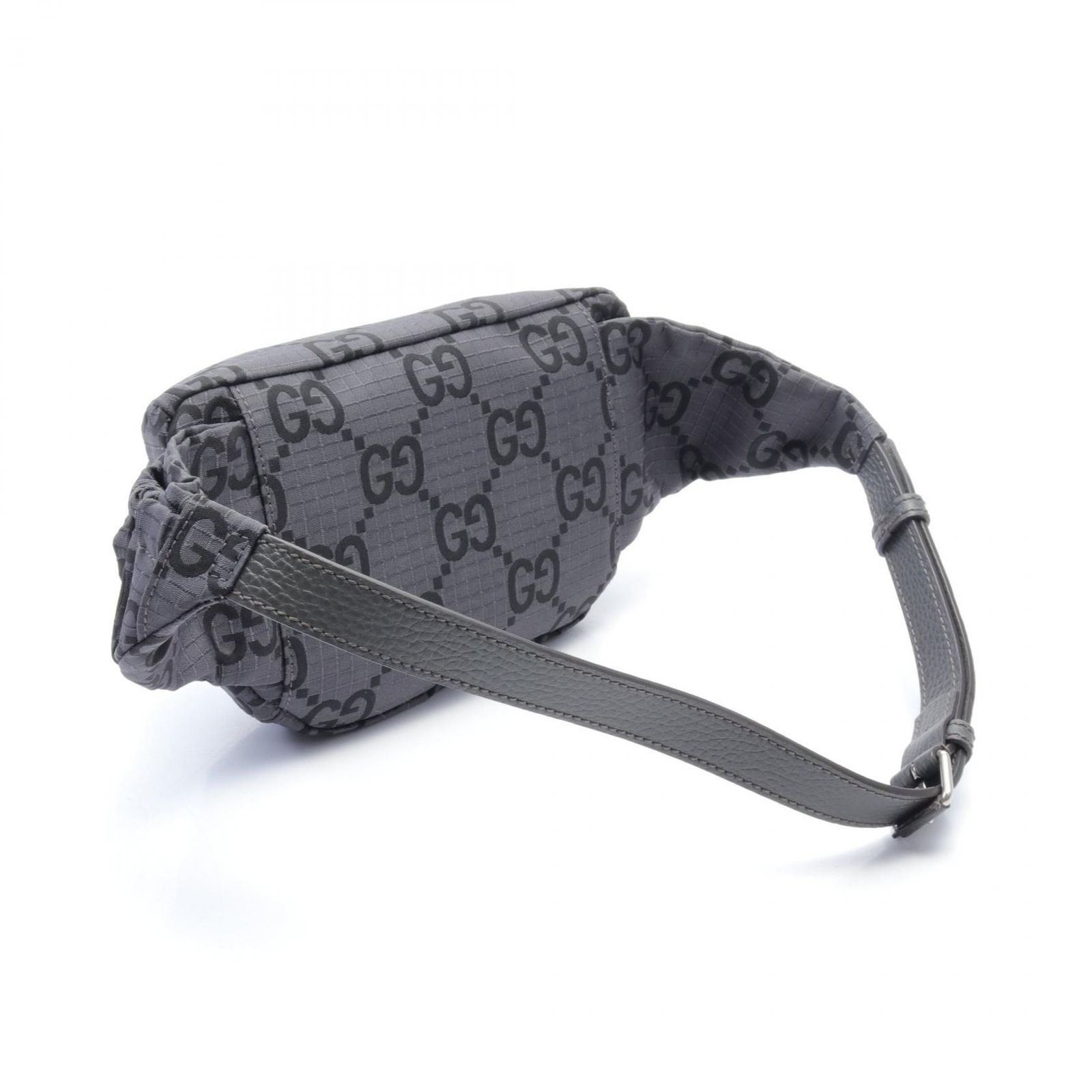 最高品質を待つ！ グッチ GUCCI ウエストバッグ ボディバッグ GG柄 ラージ ベルトバッグ 767934FACPM124690 ダークグレー|ブラック ナイロン レザー ベルトバッグ メンズ ♥