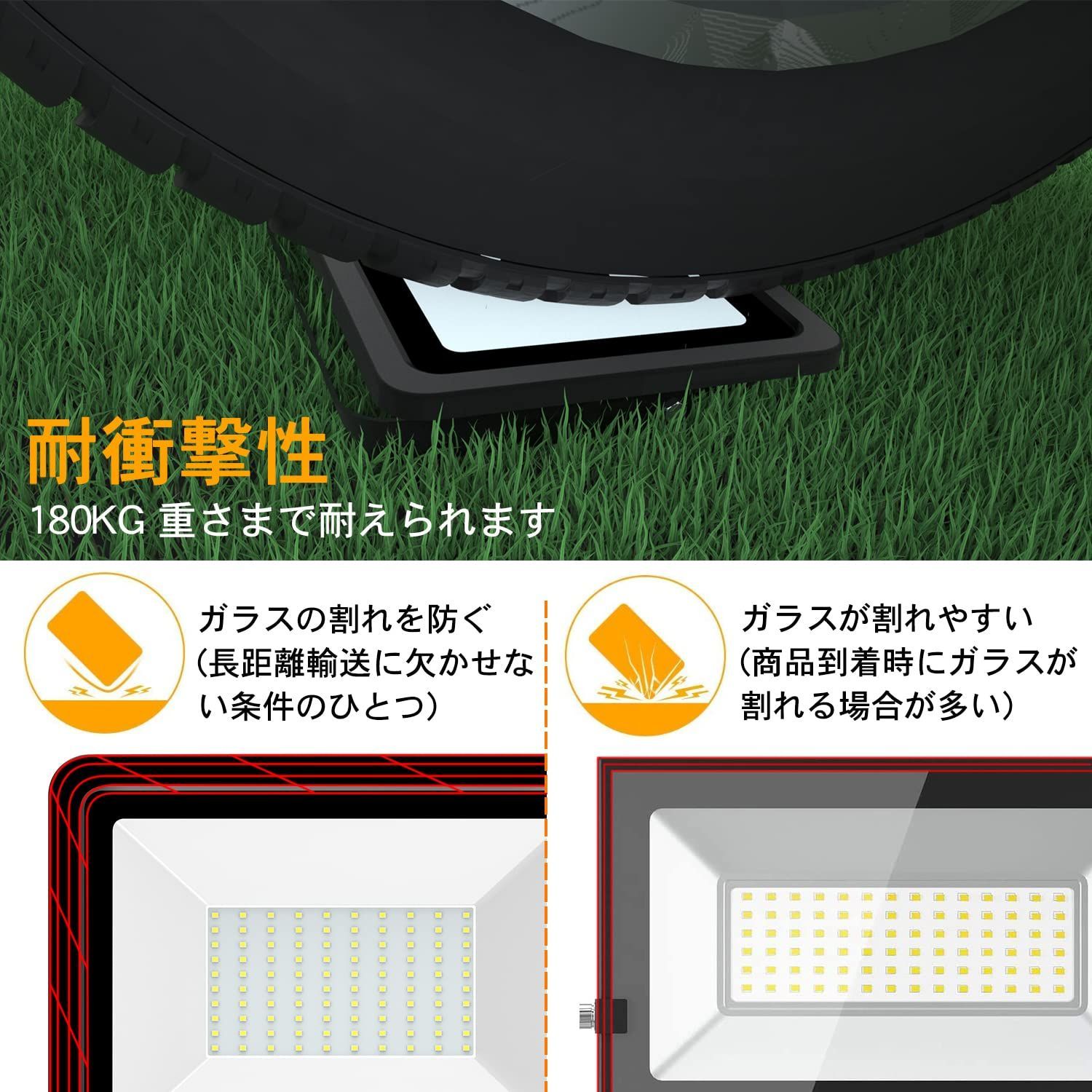 LED投光器 投光器 led 作業灯 屋外 100W 防水 100v 極薄型 - ライト