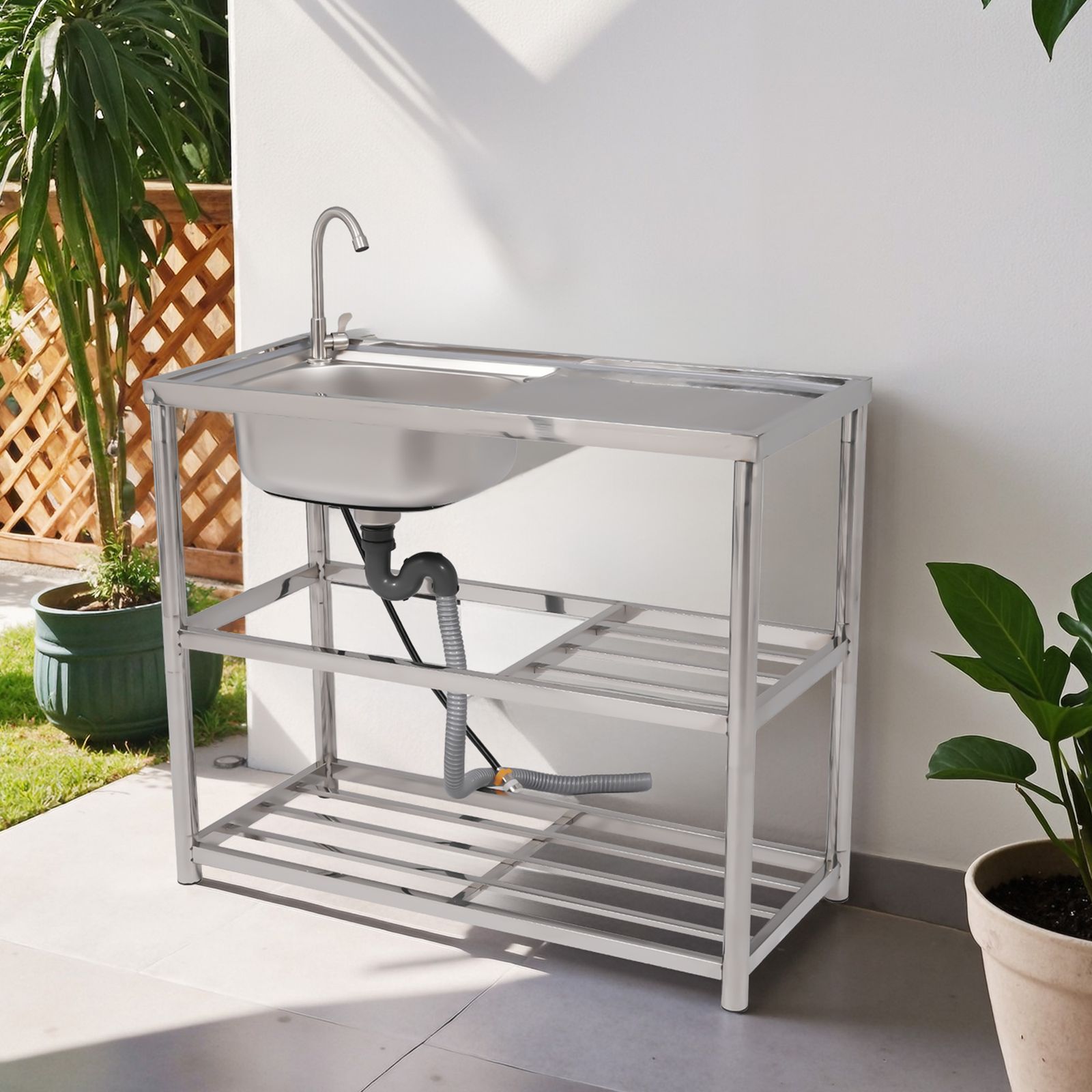 幅80cm】屋外 流し台 ステンレス製 ガーデンシンク 作業台 キッチン