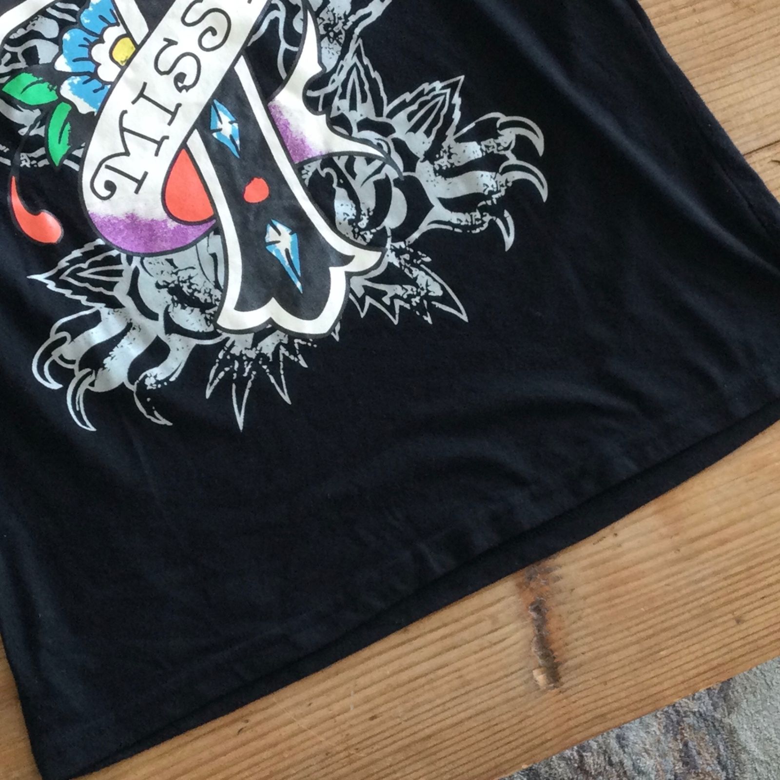 Ed Hardy パーカー ネオグランジ ベロア 刺繍 希少 y2k 限定値下げ ED HARDY エドハーディ y2k ブラックパーカー スカルデザイン S
