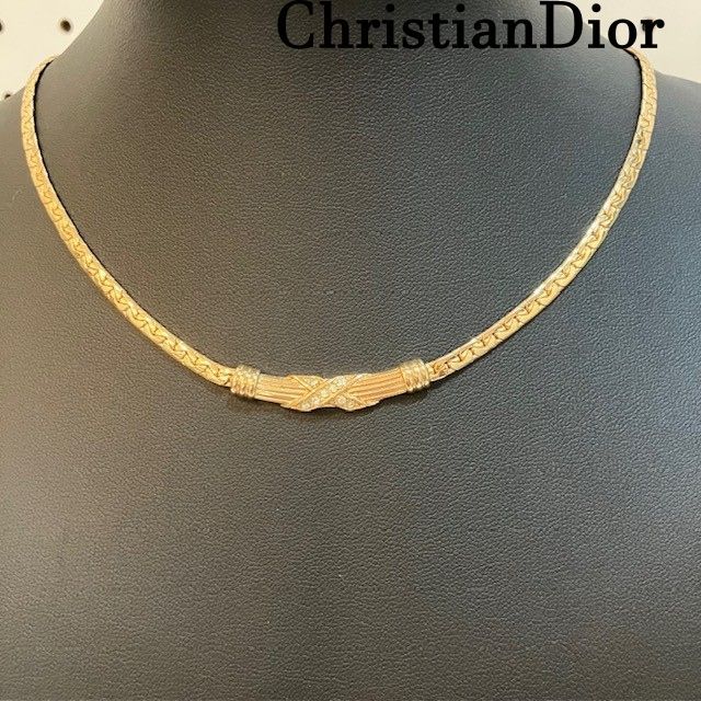 クリスチャンディオール ChristianDior フラットチョーカー クレオパトラネックレス メタリックゴールド パーティー フォーマル