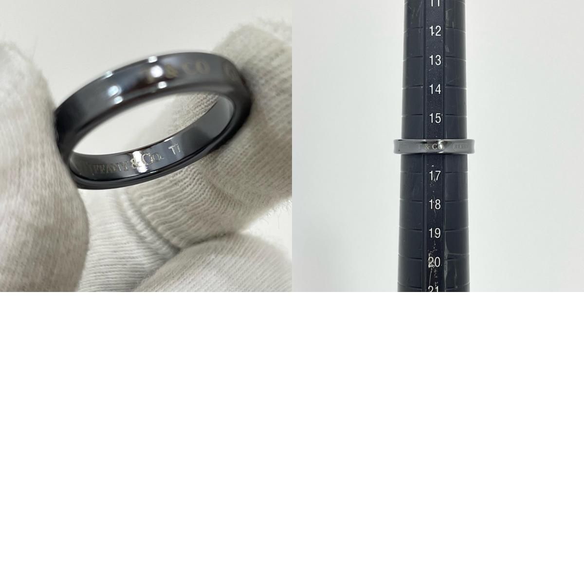 美品 Tiffany & Co. 1837 ナローリング 12号 ブラックチタン