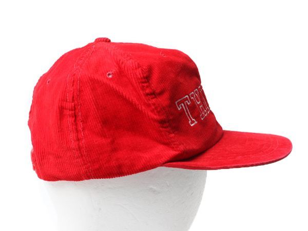 メンズ80s ビンテージ コーデュロイ ベースボール キャップ フリーサイズ 赤 帽子