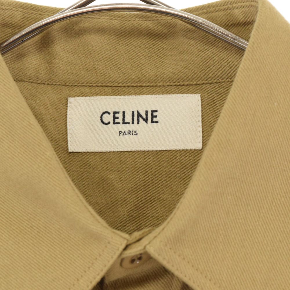 CELINE (セリーヌ) 20SS Military Shirt Lightweight Cotton Twill ミリタリーロングスリーブシャツ  ベージュ
