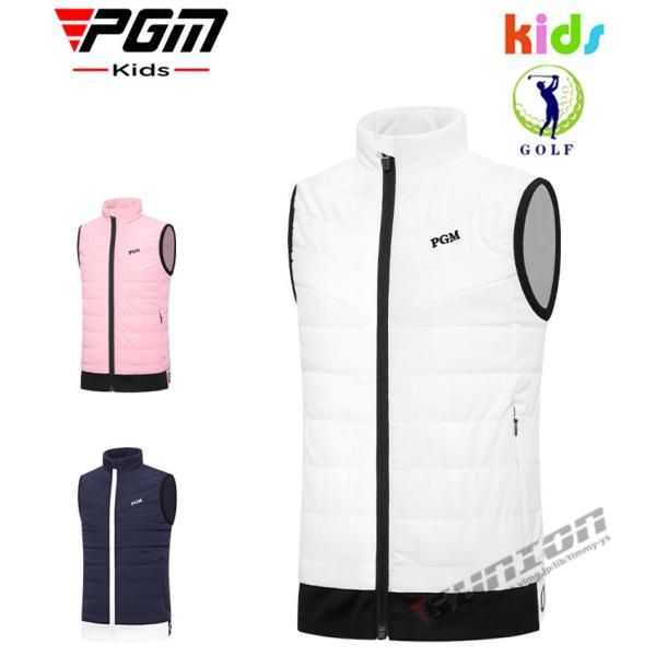 ゴルフベスト KIDS キッズ GOLF 蓄熱保温 ゴルフウェア 防寒 秋冬 中綿ベスト ストレッチ カジュアル 暖かい プレゼント ギフト 2311gfbest05*カラー-WHITE(S/M/XL)