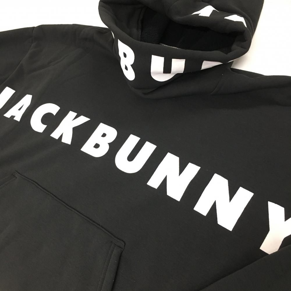 美品✨ジャックバニー パーカー 裏ボア ビッグロゴ メンズ 6（XL） ジャックバニー パーカー 黒×白 裏ボア ビッグロゴ メンズ 6(XL