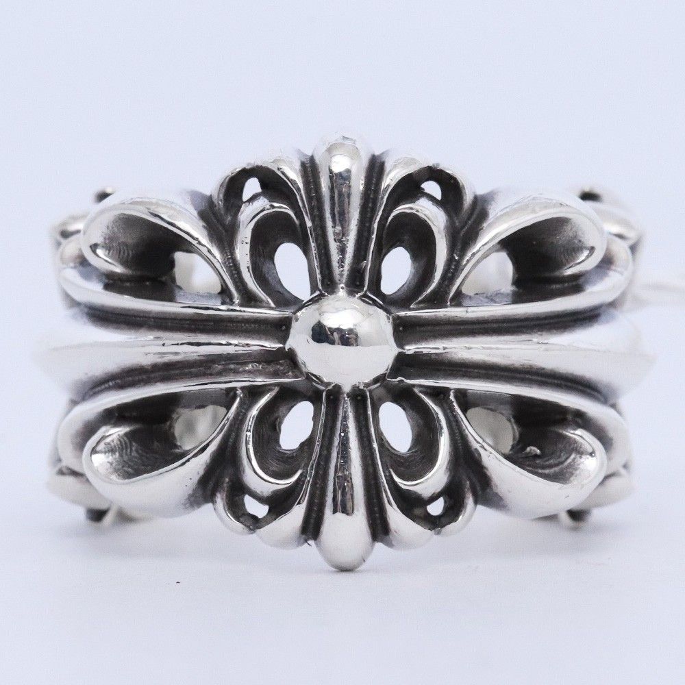 新品クロムハーツ ダブルフローラルクロス リング 17号 17号 CHROME HEARTS ダブルフローラルクロスリング シルバー