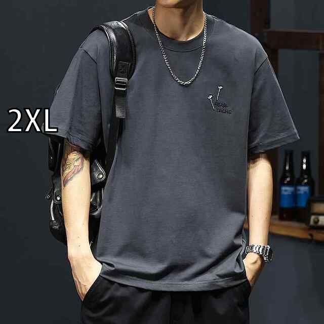 [2XL ]秋冬 コーデ メンズ  服 シンプル ファッション オシャレ 大人 かっこいい 大きいサイズ ストリート 紳士服  アメリカン レトロ ポロシャツ 半袖 厚手 T シャツ