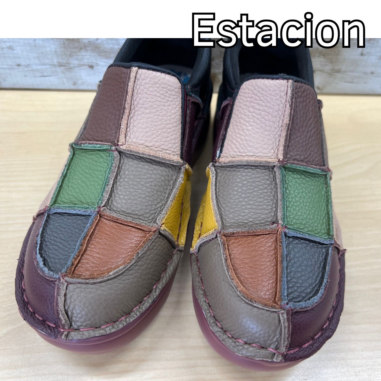 レザーパッチワークスリッポン