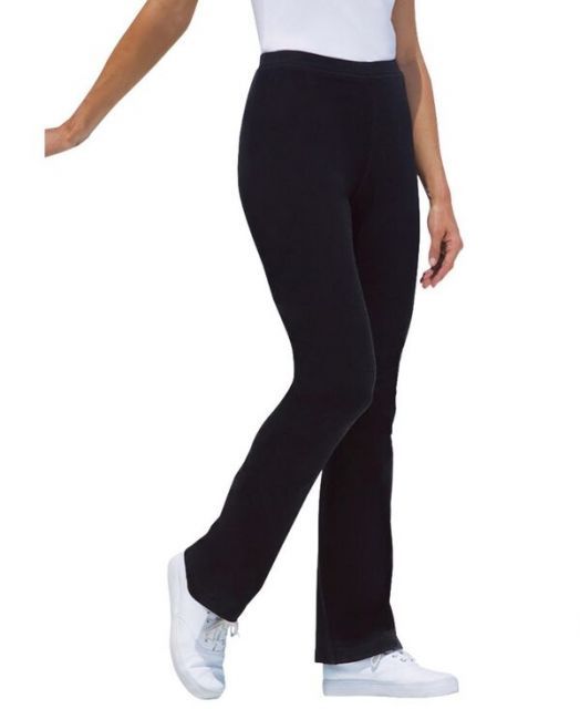 送料無料 ウーマン ウィズイン レディース レギンス ボトムス Plus Size Within Stretch-Cotton Knit Pull-On Bootcut Leggings Black