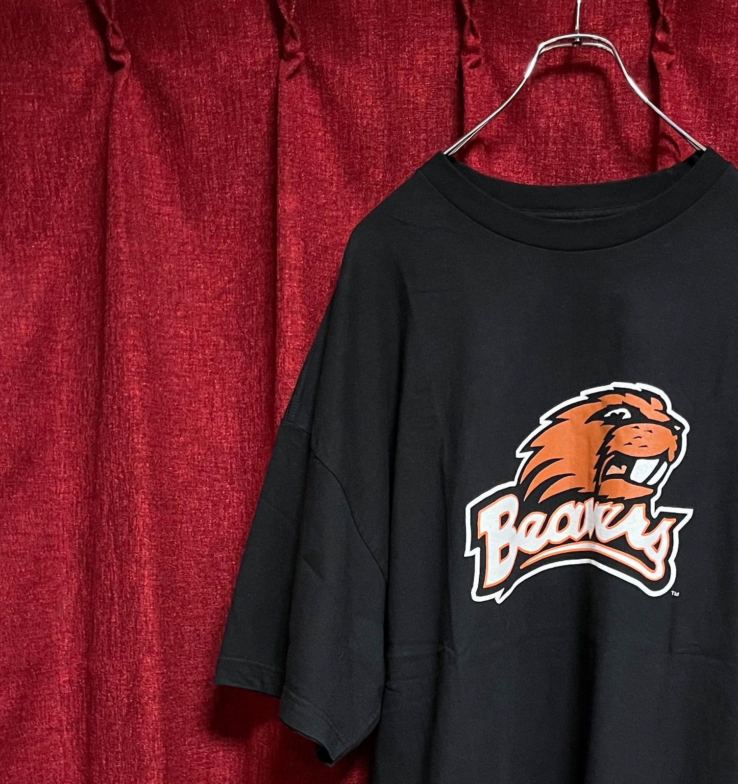 美品 USA輸入 アメリカ古着 Beavers ビーバーズ ロゴTシャツ 黒