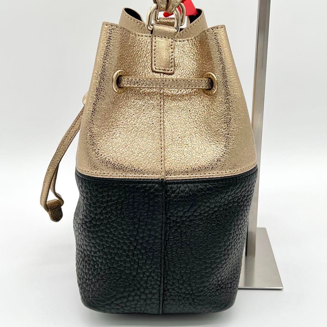 美品】フルラ ステイシー ハンドバッグ 2way 巾着型 レザー バイ