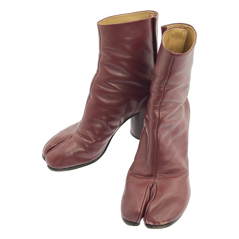 Maison Margiela | メゾンマルジェラ | Tabi タビ レザー シリンダーヒール ショートブーツ | 38 | ボルドー | レディース
