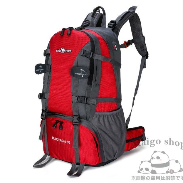 50L バックパック メンズ レディース 防水 軽量 スポーツ 登山 ザック ウエスト保護 登山用 リュックサック 50L 多機能 撥水 旅行 軽い  大容量 アウトドアザック ブラック レッド - メルカリ