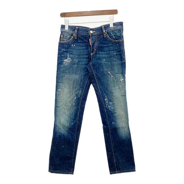 DSQUARED2 ペイント加工 ストレート ジーンズ デニムパンツ ダメージ 