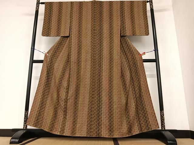 平和屋着物●上質な紬　段違い　正絹　逸品　AAAZ5118ph 平和屋着物○上質な紬 段違い 正絹 逸品 AAAZ5118ph