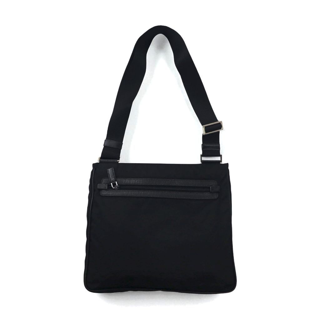 関税/送料込【PRADA】 ロゴプレート クロスボディバッグ PRADA クロスボディ ショルダーバッグ ブラック ナイロン