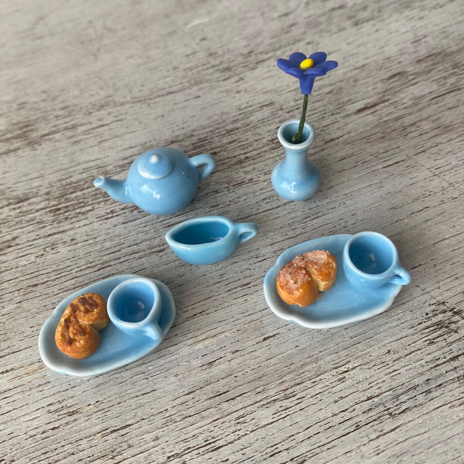1614 ミニチュア食器 空色8点セット ミニチュア ミニチュアマグ 陶器