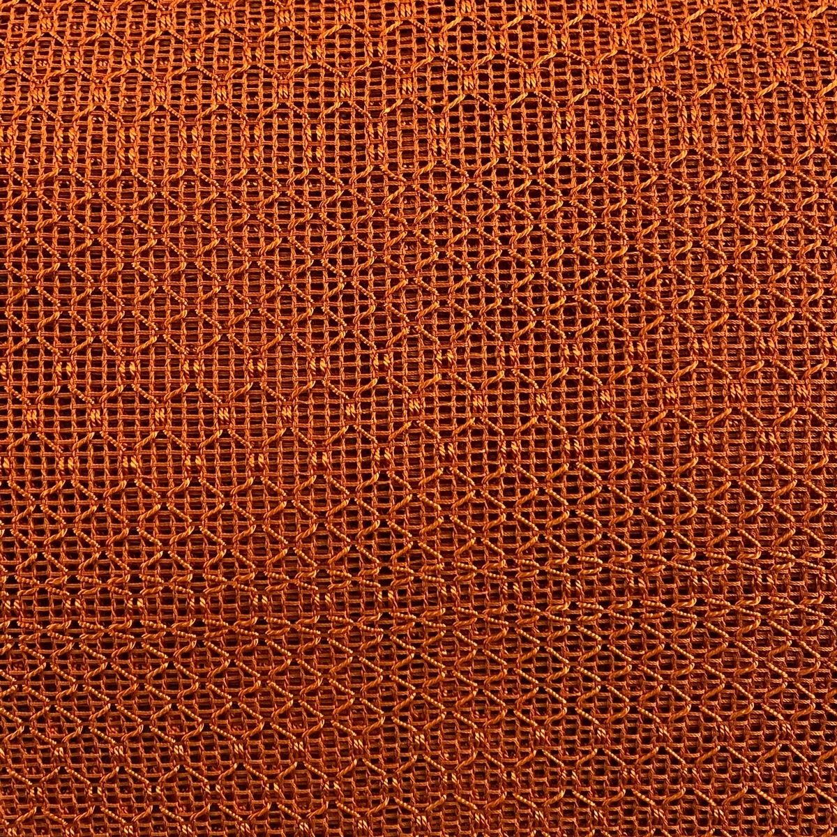 名古屋帯 秀品 夏帯 羅 八寸名古屋帯 トンネル仕立て 幾何学模様 オレンジ 正絹