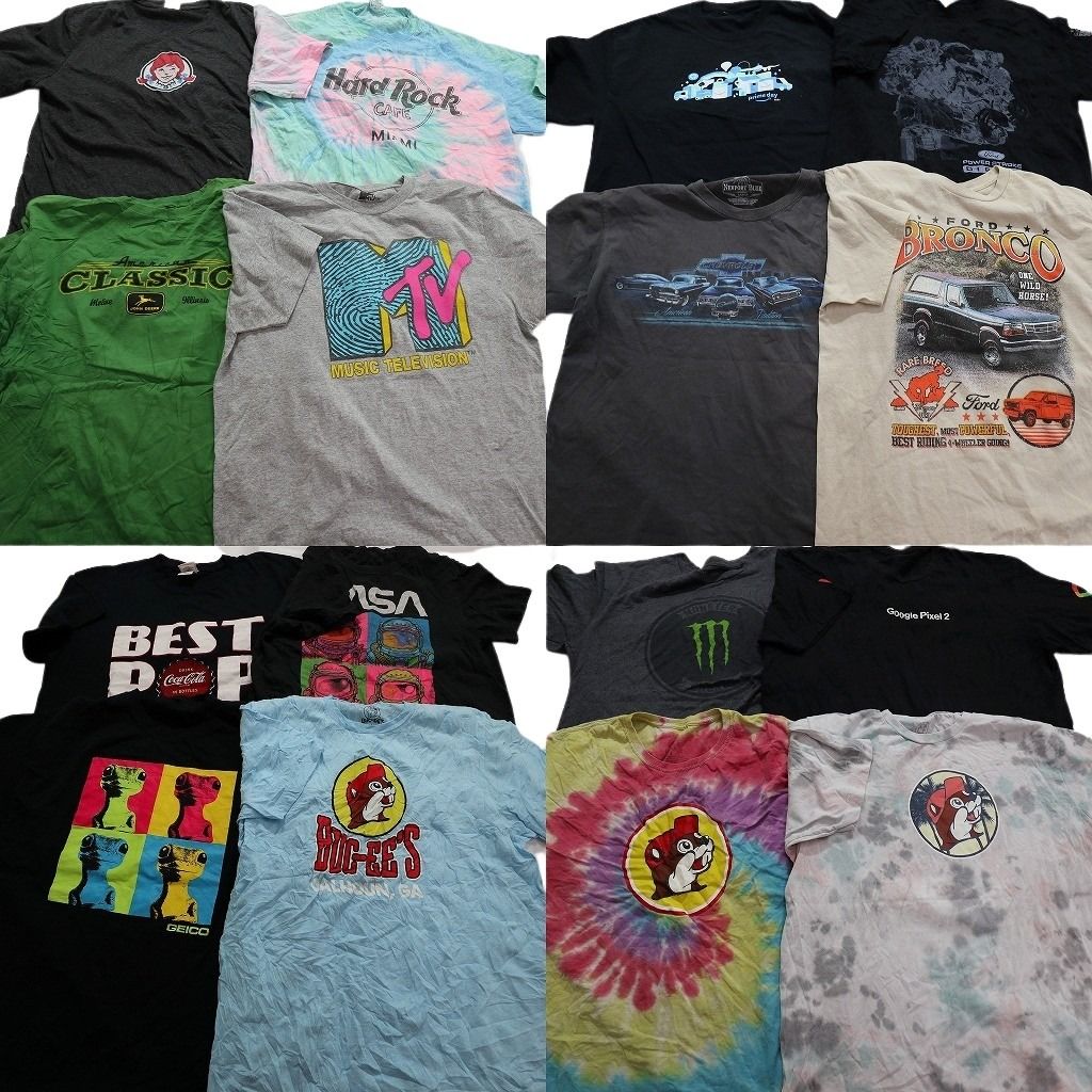 古着卸 有名企業 半袖Tシャツ 16枚セット メンズ L MTV ハードロックカフェ バッキーズ ウェンディーズ 古着 NA2739
