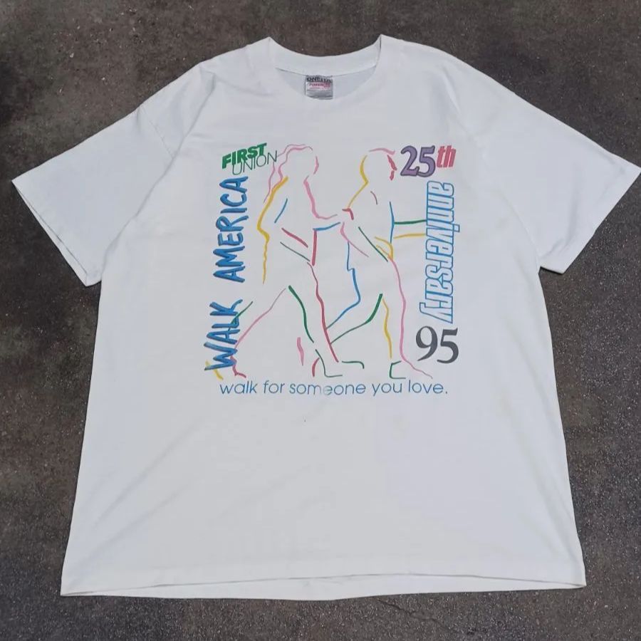 【VINTAGE】90‘s ONEITA FIRST UNION 25th aniversary 両面プリント T-Shirts