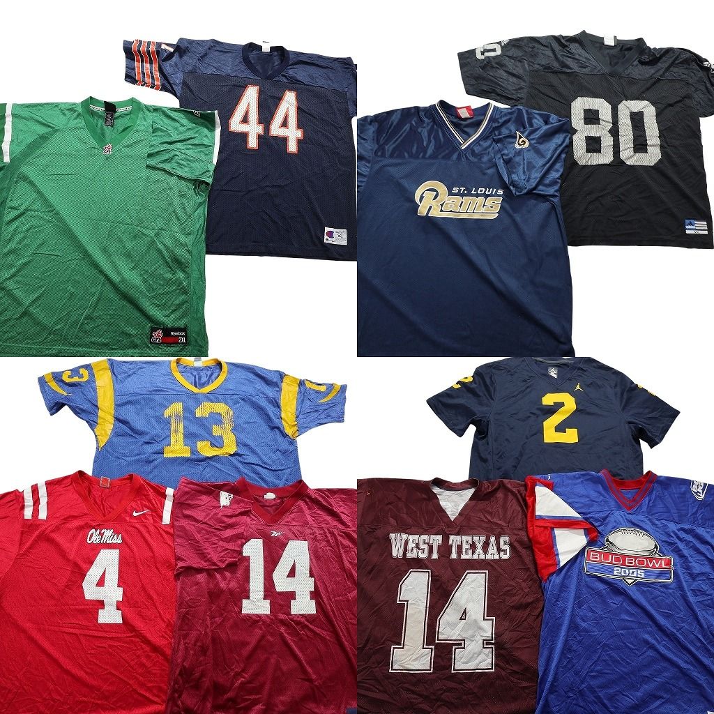 古着卸 アメフト ゲームシャツ ユニフォーム 10枚セット メンズ 56 |60 |2XL |3XL |4XL ナイキ 古着 NA6217
