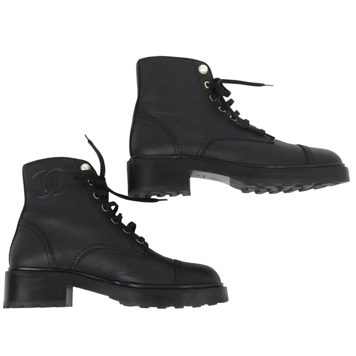 シャネル ココマーク レースアップ ショートブーツ G35154 レディース ブラック CHANEL アパレル 小物 NICORILABO_COM