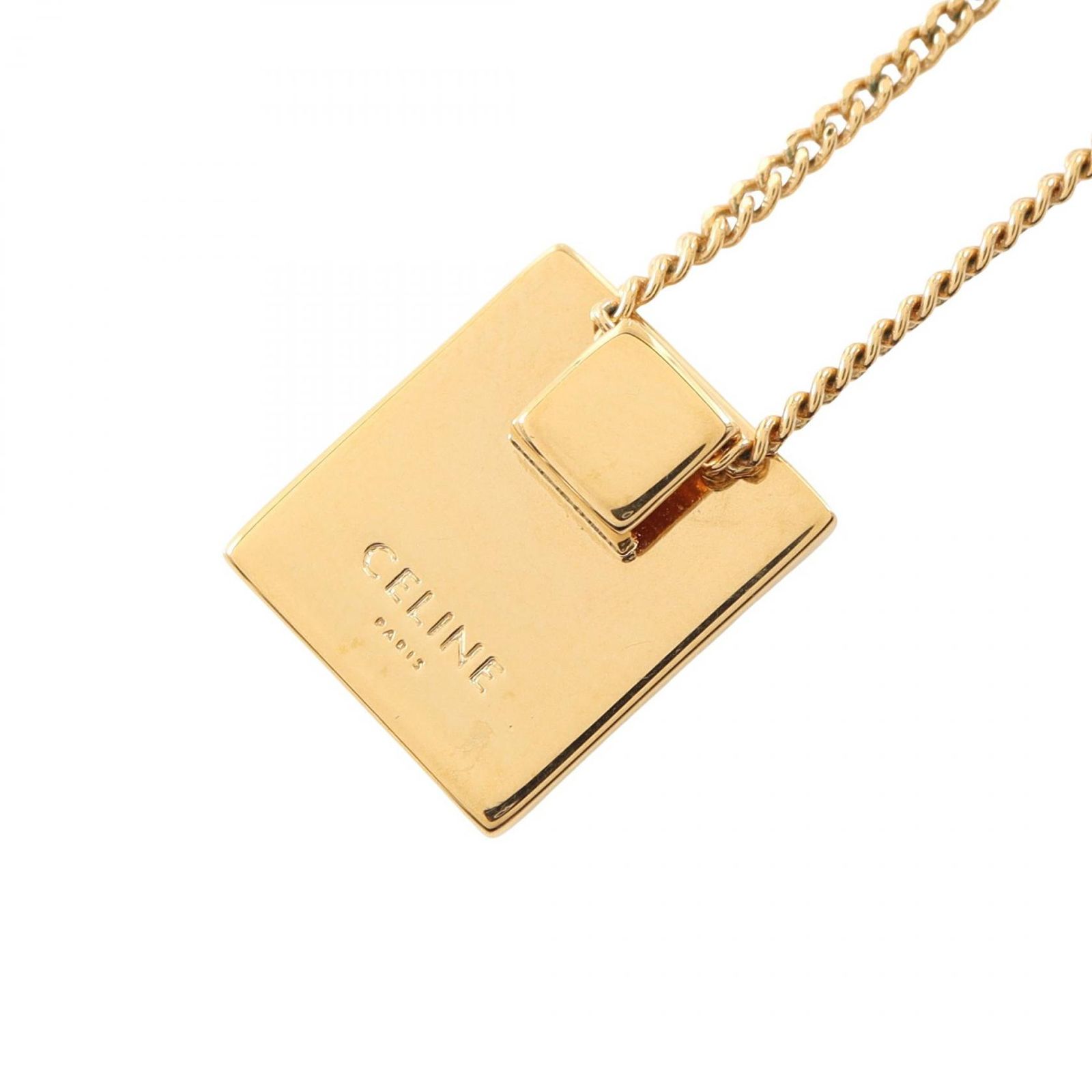 CELINE ロゴネックレス 金色メッキ CELINE ゴールドメッキ ロゴプレートネックレス - メルカリ