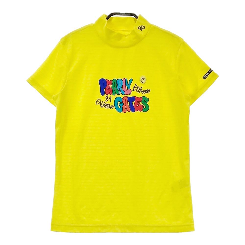 サイズ 1 PEARLY GATES パーリーゲイツ 2025年モデル ハイネック 半袖Tシャツ ニコちゃん イエロー系 240101532683 ゴルフウェア レディース ストスト