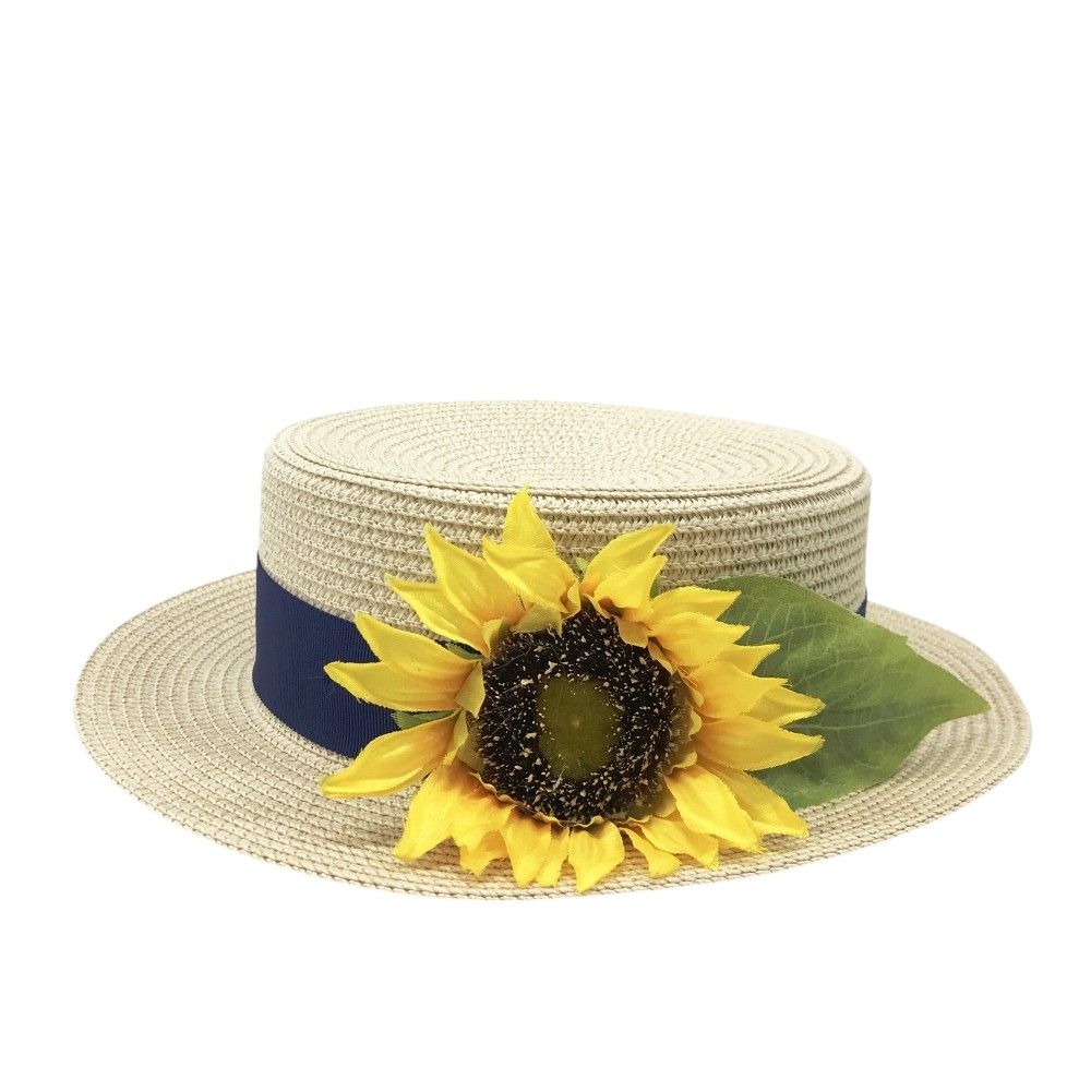 PEARLY GATES パーリーゲイツ ひまわり付き ストローフラットハット ベージュ系 FR 240101526134 ゴルフウェア ストスト