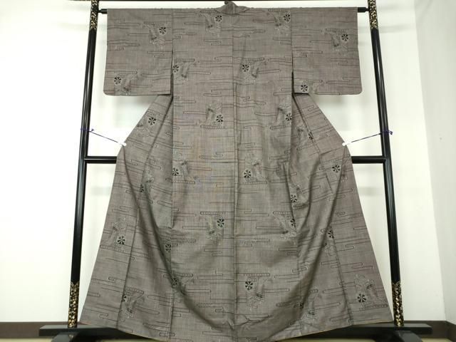 平和屋着物●本場大島紬　9マルキ　霞御所車文　正絹　逸品　DAAQ3497ps 平和屋着物○本場大島紬 9マルキ 霞御所車文 正絹 逸品 DAAQ3497ps