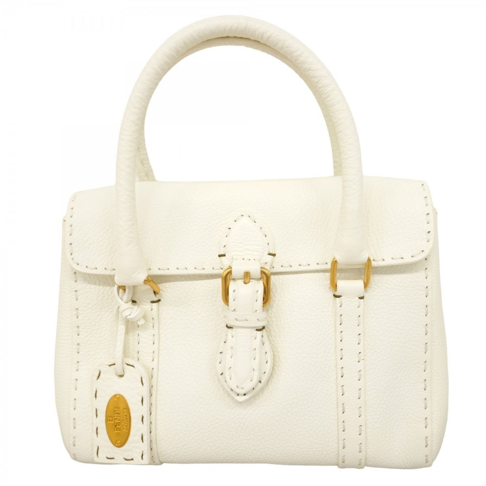 FENDI ホワイトレザーハンドバッグ フェンディ(Fendi) フェンディ ハンドバッグ セレリア レザー