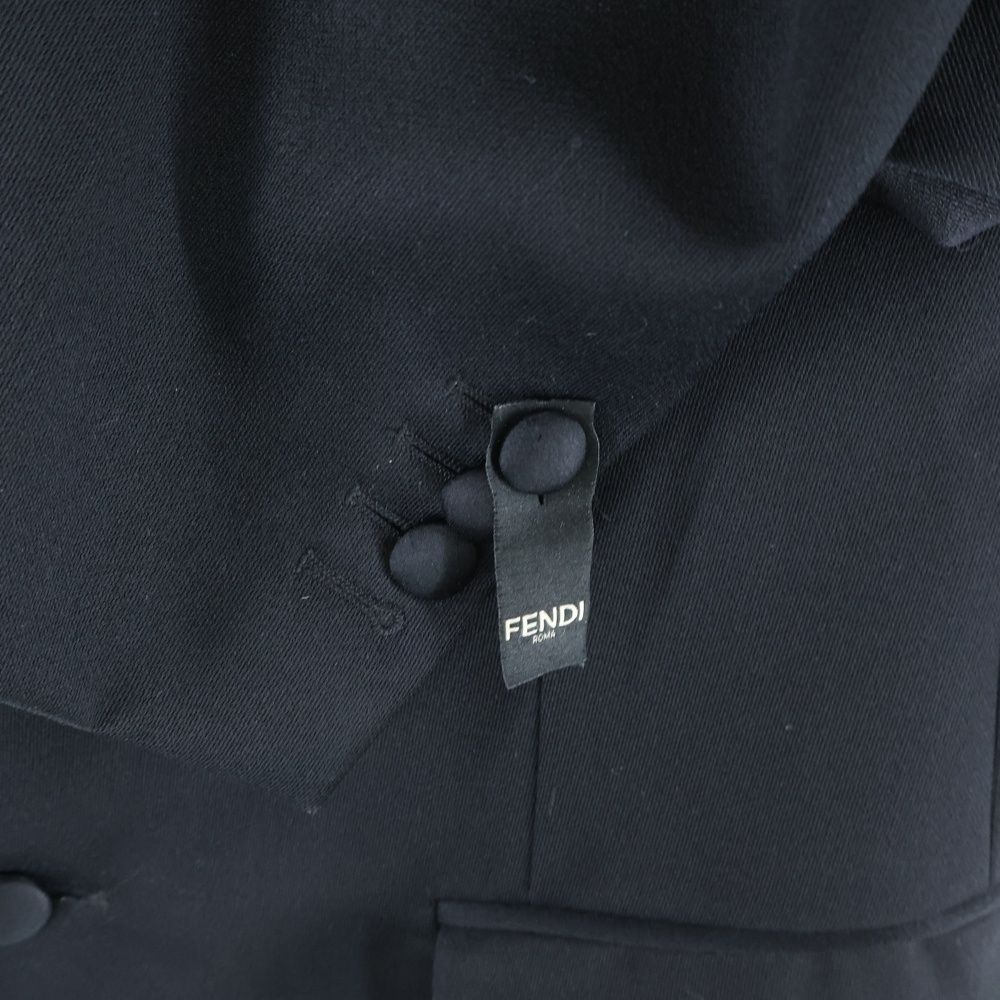 FENDI フェンディ バックラインストーンロゴ 2Bジャケット ブラック FD0889 A51G KANDAIZUMI_COM
