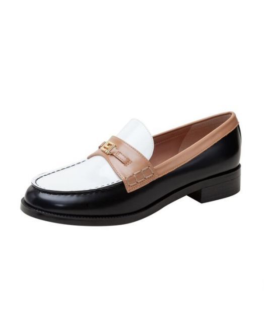 リネアパウロ レディース パンプス シューズ ENDY Tailored Apron Toe Loafer Black ivory toffee leather