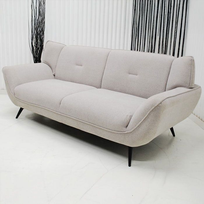 アウトレット 現品限り 一部 大 高品質 スタイリッシュモダンデザイン ３人掛けソファー グレイ グレー 布製