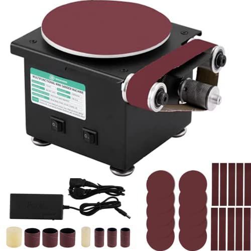 新着商品 8000rpm 七段変速 サンドベルト|ディスクペーパー10本付属 曲面研磨 ディスクサンダー ベルト 研磨作業 小型 サンダー 電動 110V 電動ベルトサンダー MXBAOHENG