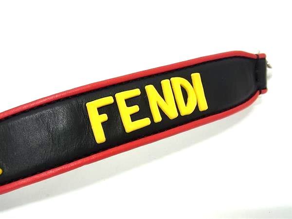 ■極美品■ FENDI フェンディ FANTASTIC レザー バッグ用 ハンドルストラップ メンズ レディース ブラック系×マルチカラー FG5825 □極美品□ FENDI フェンディ FANTASTIC レザー バッグ用 ハンドル