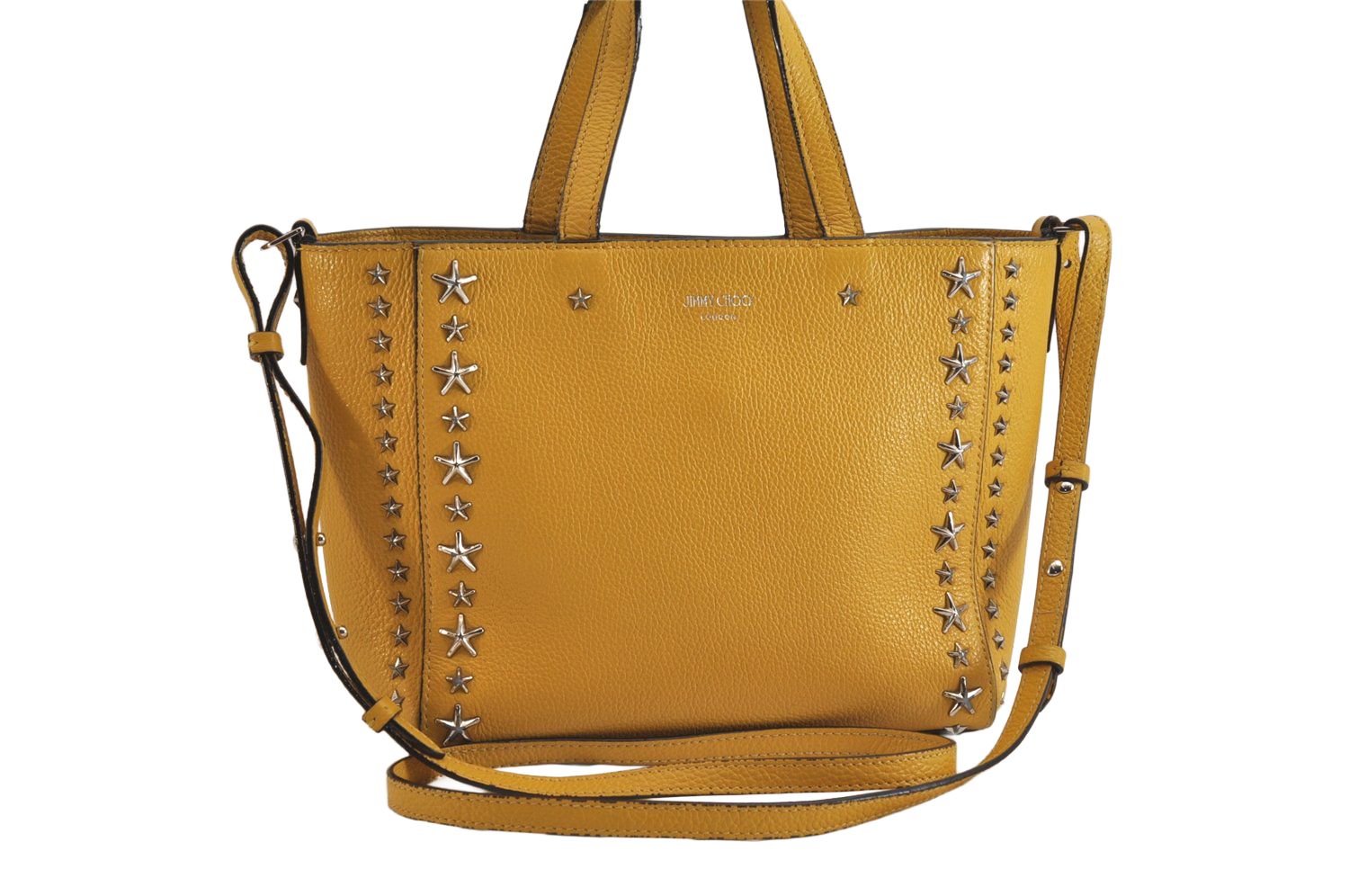 JIMMY CHOO ジミーチュウ PEGASI S スター スタッズ レザー 2Way トートバッグ イエロー 6294M