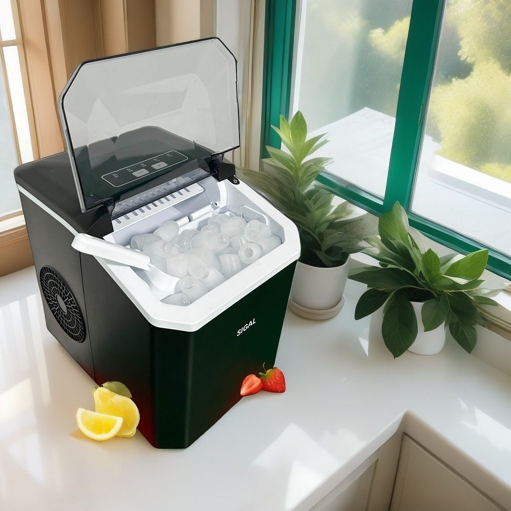 このポータブル高速製氷機は、自動洗浄機能、1.2Lの大容量水