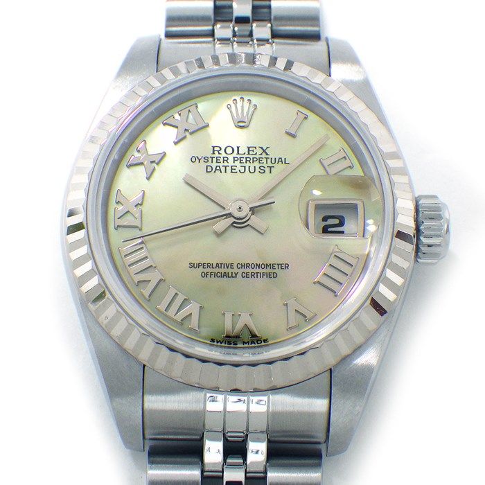 ロレックス Rolex 腕時計 デイトジャスト 79174 F番 2003年 イエローシェル文字盤 ローマンインデックス デイト K18WG SS 自動巻き 【中古】 ロレックス Rolex 腕時計 デイトジャスト 79174 F番 2003年 イエロー
