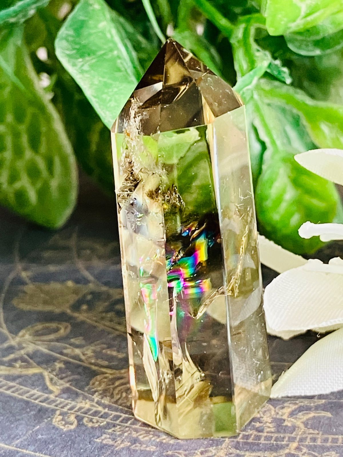 恋愛・ビジネス✨ レインボー 非加熱 シトリン クォーツ ポイント 原石