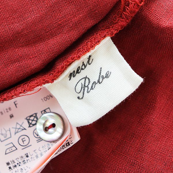 nest Robe ネストローブ リネンギャザー2wayワンピース F/レッド 前後