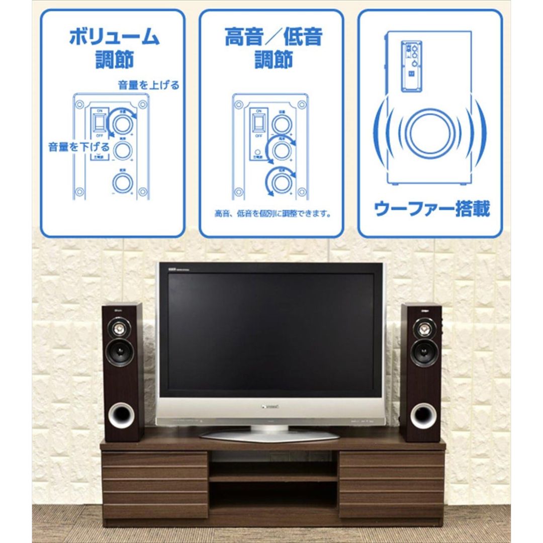 【店頭販売のみ】 未使用・YAMAZENのアンプ内蔵スピーカー『TWS-72』 入荷しました！！ 生産終了】山善(YAMAZEN) キュリオム ダブルスピーカー タワー型