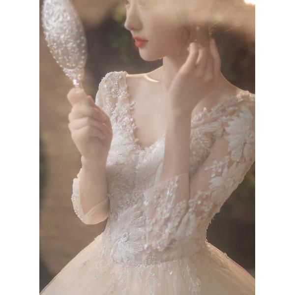 ウエディングドレス 長袖 結婚式 二次会 ウェディングドレス ボレロ 安い プリンセス エンパイア 花嫁 ドレス 披露宴 ロングド