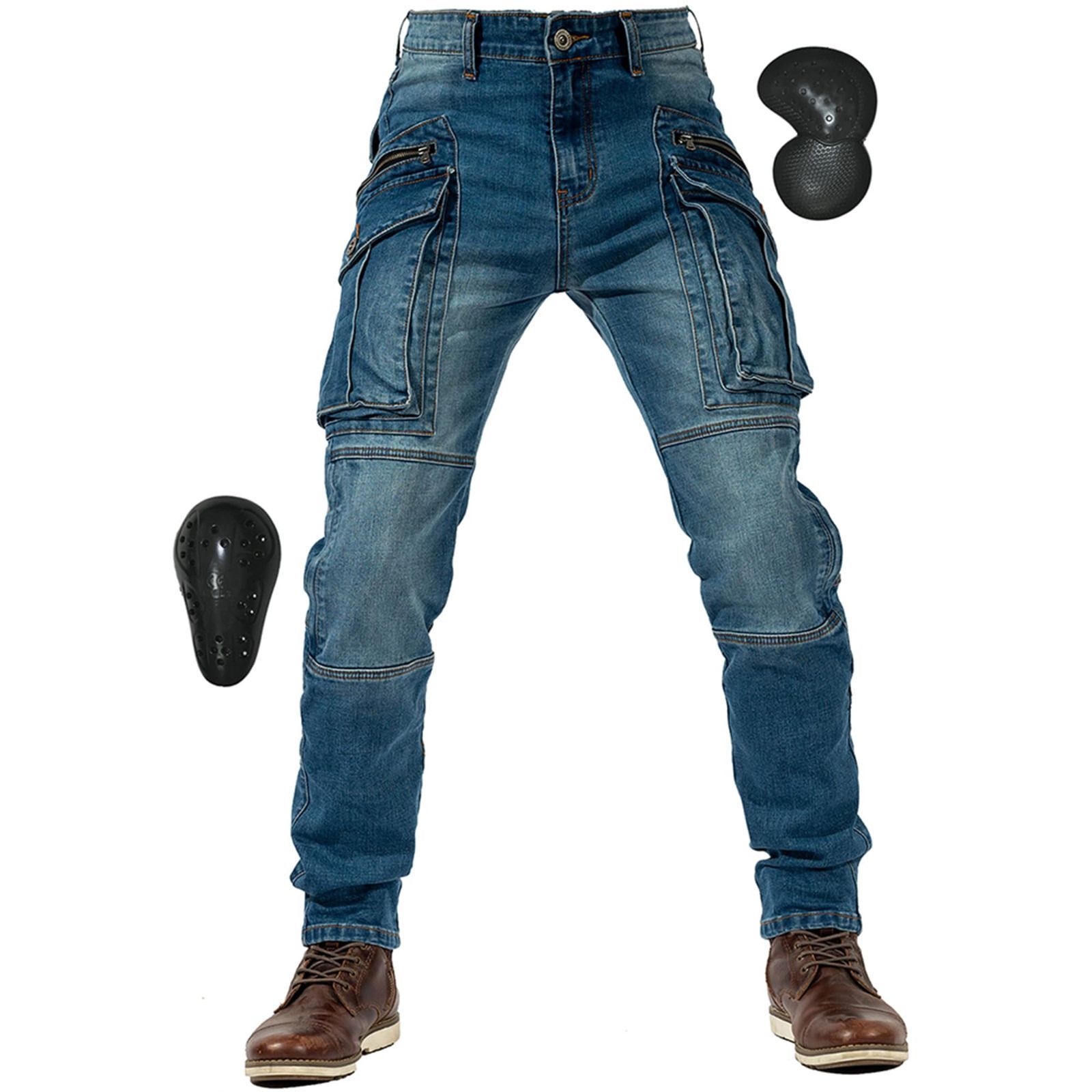Size L_Color ブルー バイク用パンツ メンズ ライディングパンツ プロテクター ライダースパンツ 春夏秋冬 バイクズボン 耐磨 バイク用メンズパンツ ストレート レーシングパンツ ブルー Lサイズ
