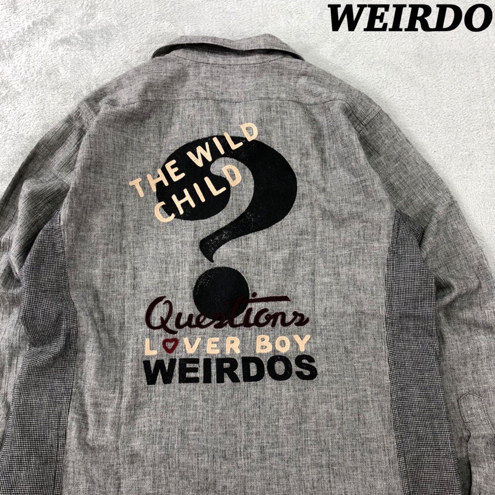 WEIRDO / GLAD HAND オープンカラーシャツ Lサイズ ワークシャツ シャンブレー 開襟 アロハ ロングスリーブ 長袖 グレー グラッドハンド ウィアード