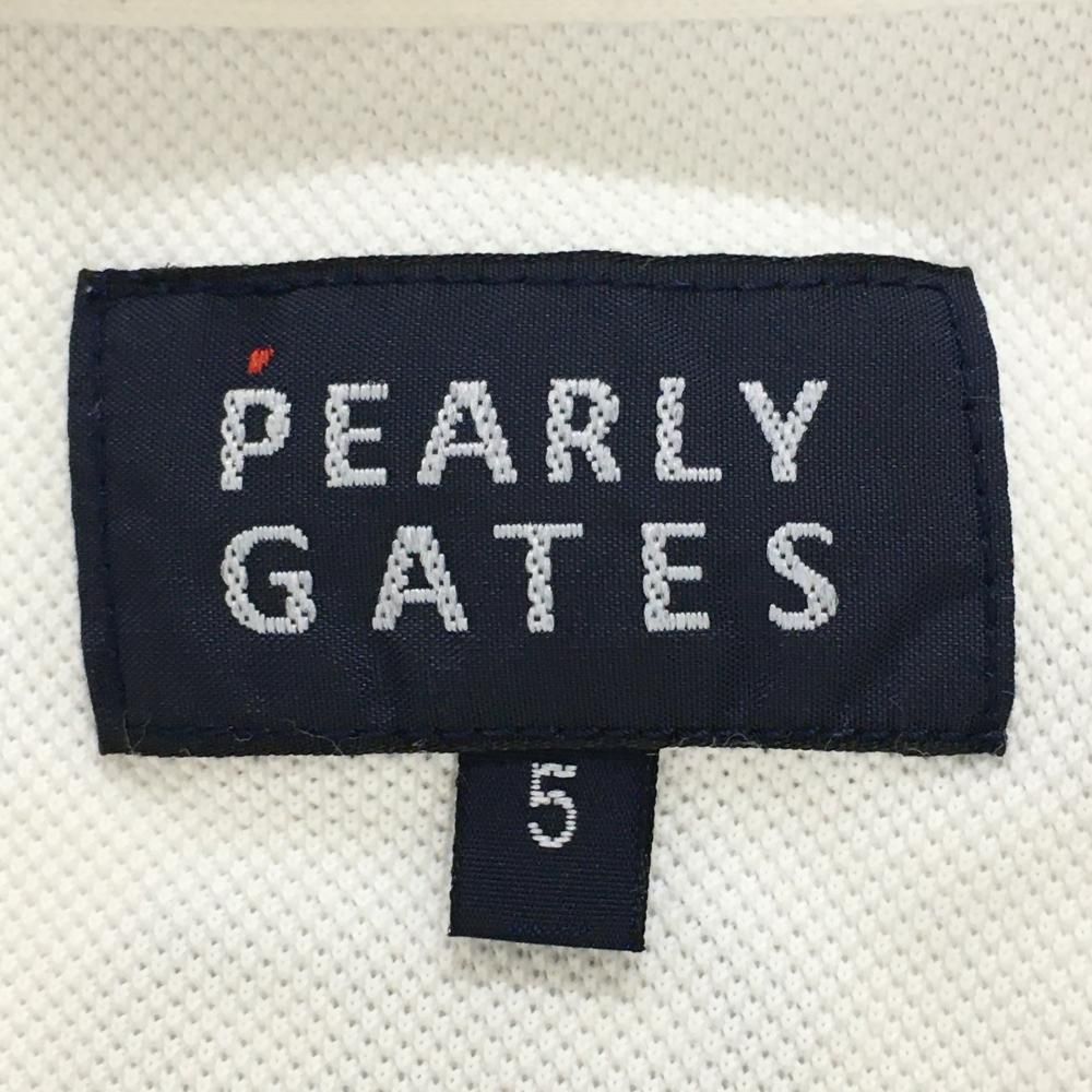 パーリーゲイツ 半袖ポロシャツ 白×ネイビー ロゴメッシュワッペン