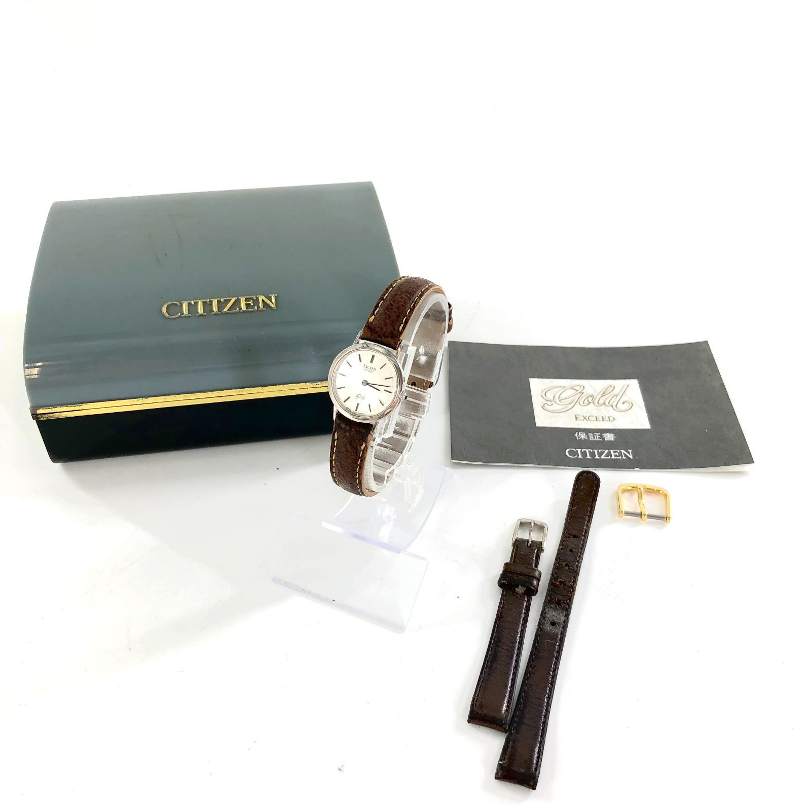 CITIZEN シチズン EXCEED エクシード 18K 750 4420-E42304 白文字盤 稼働 箱 保証書 レディース腕時計【ND-759】  - メルカリ