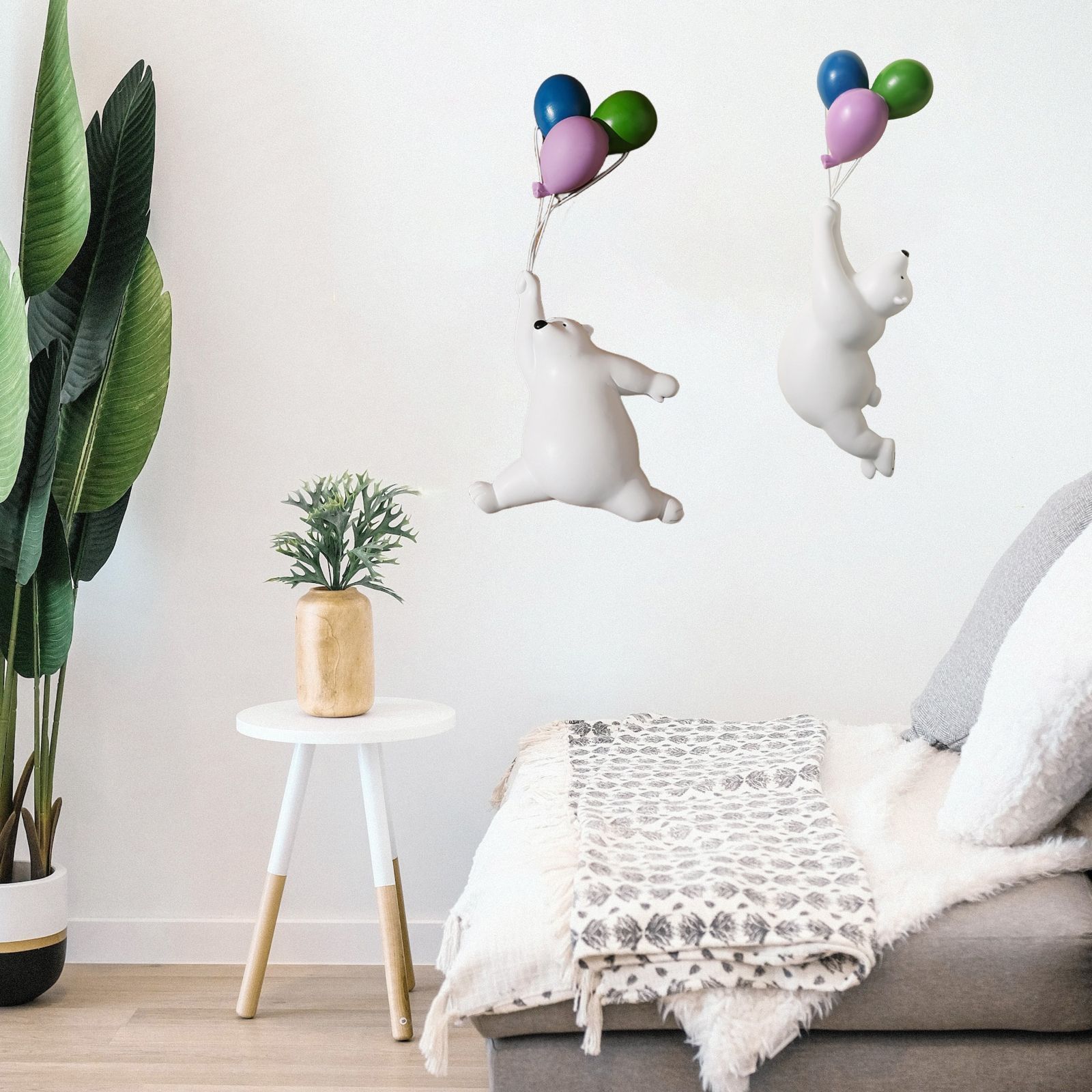 壁掛け オブジェ 置物 インテリア 風船を持っている白熊 可愛い